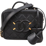 Chanel Caviar Leather Filigree Vanity Case Crossbody Bag