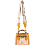 Gucci Limited Raffia Jumbo Monogram GG Diana Mini Tote Handbag