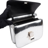 Celine Metallic Silver Patent Leather Classic Box Medium Crossbody Bag