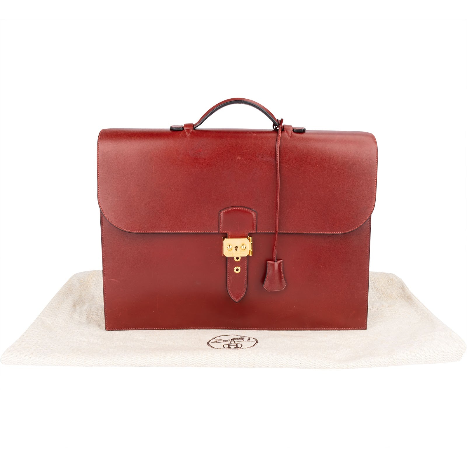 Hermès Bordeaux Leather Depeches Briefcase Handbag xx stempel /1 x schlüssel? - vintageandkickz