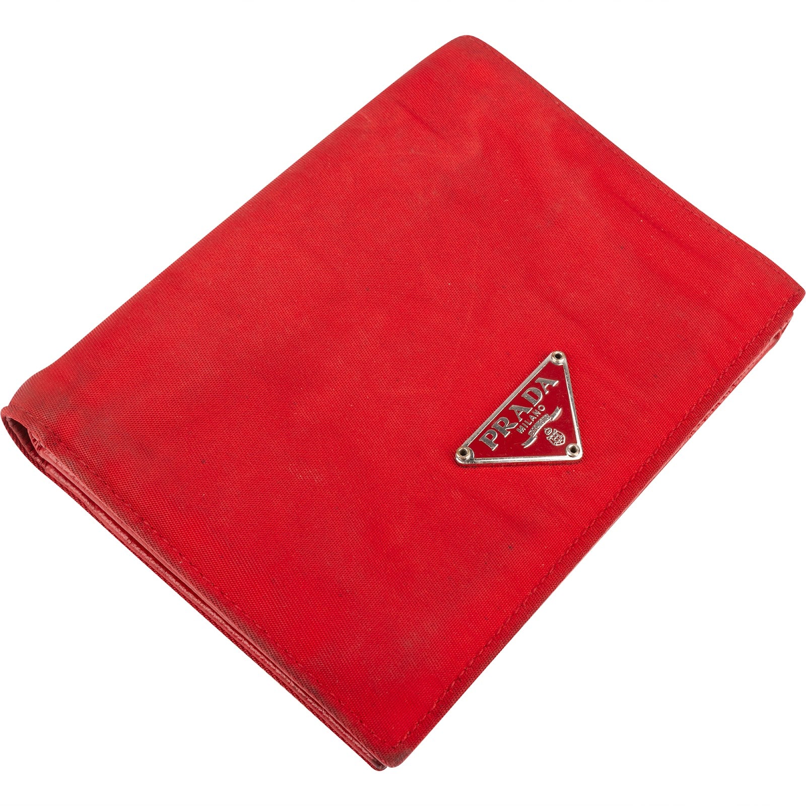 Prada Red Nylon Triangle Wallet - vintageandkickz