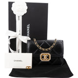 Chanel Limited Quilted Lambskin Crystal CC-Turnlock Mini Wallet On Chain Crossbody Bag