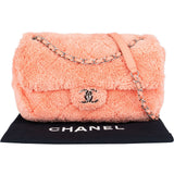 Chanel Pink Terry Cloth Coco Single Flap Shoulder Bag