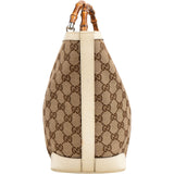Gucci Monogram GG Canvas Patent Leather Bamboo Kids Handbag