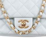 Chanel Quilted Lambskin Mini Single Flap Pearl Handle Crossbody Bag