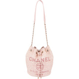 Chanel Glitter Woven Tweed 31 Rue Cambon Deauville Drawstring Bucket Shoulder Bag