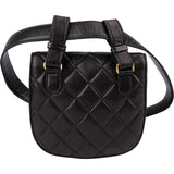 Chanel Black Quilted Lambskin 24K Gold Single Flap Vintage Shoulder Belt Bag