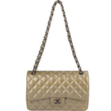 Chanel Quilted Patent Leather Jumbo Double Flap Crossbody Bag