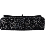 Chanel Sequin Embellished Woven CC Medium Double Flap Shoulder Bag