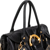 Prada Black Leather Cervo Lux Dragon Satchel Handbag
