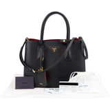 Prada Black Saffiano Leather Double Handbag