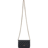 Chanel Quilted Caviar Leather Palladium Wallet On Chain Crossbody Bag