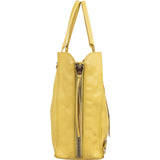 Balenciaga Yellow Leather Paper Bag Side Zip Tote Handbag