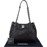 Chanel Quilted Calfskin Expandable Zip Around Drawstring Tote Shoulder Bag