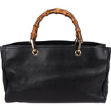 Gucci Pebbled Leather Bamboo Handbag