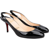 Christian Louboutin Black Patent Leather Corneille Slingback Pumps (39)