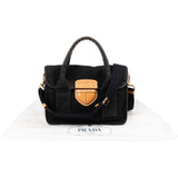Prada Black Canapa Pattina Handbag