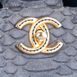 Chanel Bleu Python CC Shopping Tote Shoulder Bag