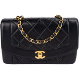 Chanel Quilted Lambskin 24K Gold Small Diana Single Flap Crossbody Bag