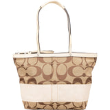 Coach Monogram Signature Stripe Tote Shoulder Bag
