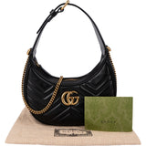 Gucci Matelassé Leather GG Marmont Half-Moon Mini Crossbody Shoulder Bag