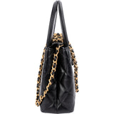 Chanel Black Leather Quilted Lambskin Nano Kelly Top Handle Crossbody Handbag