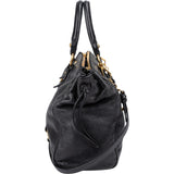Miu Miu Black Vitello Lux Leather Bow Handbag