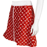 Louis Vuitton Red Monogram Velours A-Line Skirt (FR40)