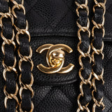 Chanel Quilted Caviar Leather Gold Small Double Flap Shoulder Bag