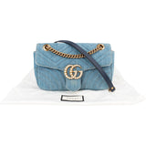 Gucci Denim Matelassé Denim Pearl GG Marmont Crossbody Bag