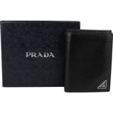 Prada Saffiano Corner Leather Small Vertical Bifold Wallet
