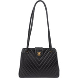 Chanel Quilted Lambskin 24K Gold Vintage Chevron V-Stitch Shoulder Bag