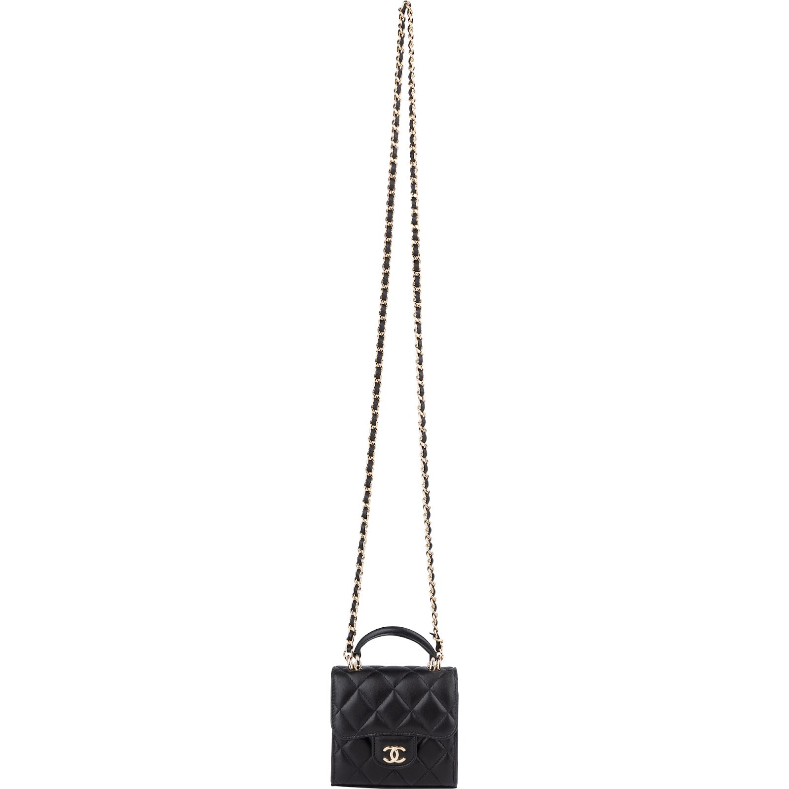 Chanel Quilted Lambskin Mini Single Flap with Top Handle Crossbody Bag - vintageandkickz