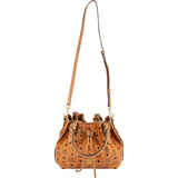 MCM Monogram Visetos Dessau Drawstring Bucket Handbag
