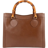 Gucci Brown Pebbled Leather Bamboo Top Handle Tote Handbag