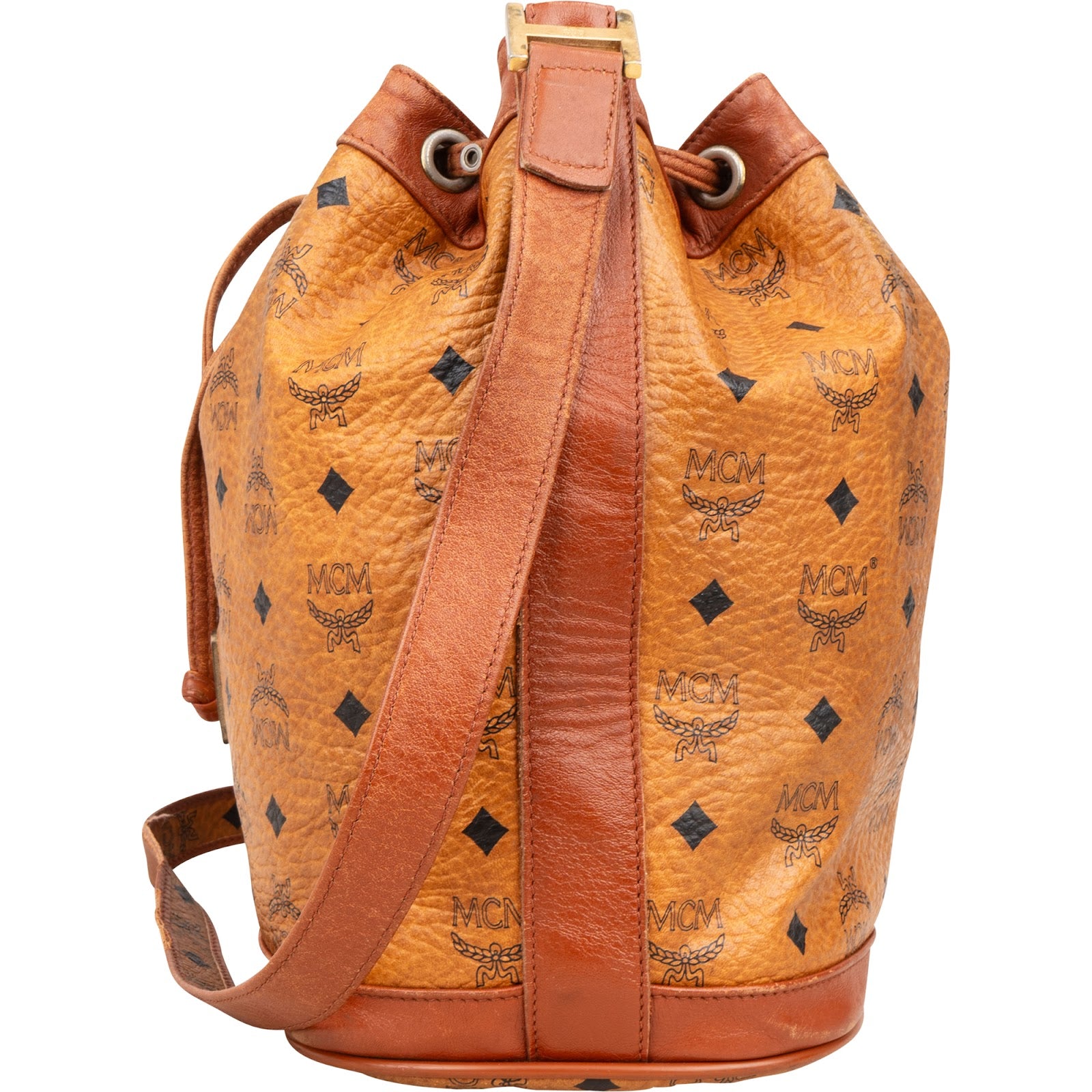 [🔄️B07 / F46] MCM Monogram Visetos Drawstring Bag Handbag - vintageandkickz