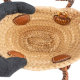 Miu Miu Brown Leather Raffia Bucket Mini Crossbody Handbag