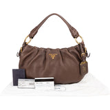 Prada Vitello Daino Leather Ruched Hobo Shoulder Bag