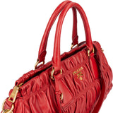 Prada Nappa Quilted Leather Bauletto Handbag