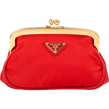 Prada Red Tessuto Triangel Kiss-Lock Coin Wallet