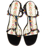 Gucci Black Suede Flowers Scamosciato Crystal Mira Platform Sandals (39)
