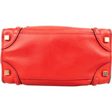 Céline Red Grained Leather Luggage Handbag
