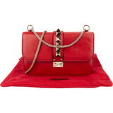 Valentino Garavani Leather Red Leather Rockstud Glam Lock Shoulder Crossbody Bag