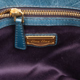 Miu Miu Blue Leather Vitello Lux Pleated Handbag
