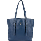 Prada Blue Leather Tote Shoulder Bag