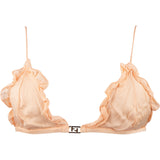 Fendi Pink Ruffled FF Emblem Bikini Top Swimwear (DE34 /XS)