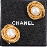 Chanel Rope Twist Large Pearl Clip-On Earrings