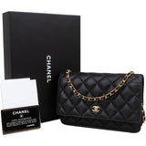 Chanel Quilted Caviar Leather Wallet on Chain Crossbody Bag