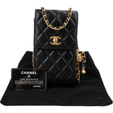 Chanel Quilted Lambskin Phone Holder Chain Crossbody Bag