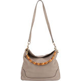 Gucci Pebbled Leather Bamboo Shopper Hobo Shoulder Bag
